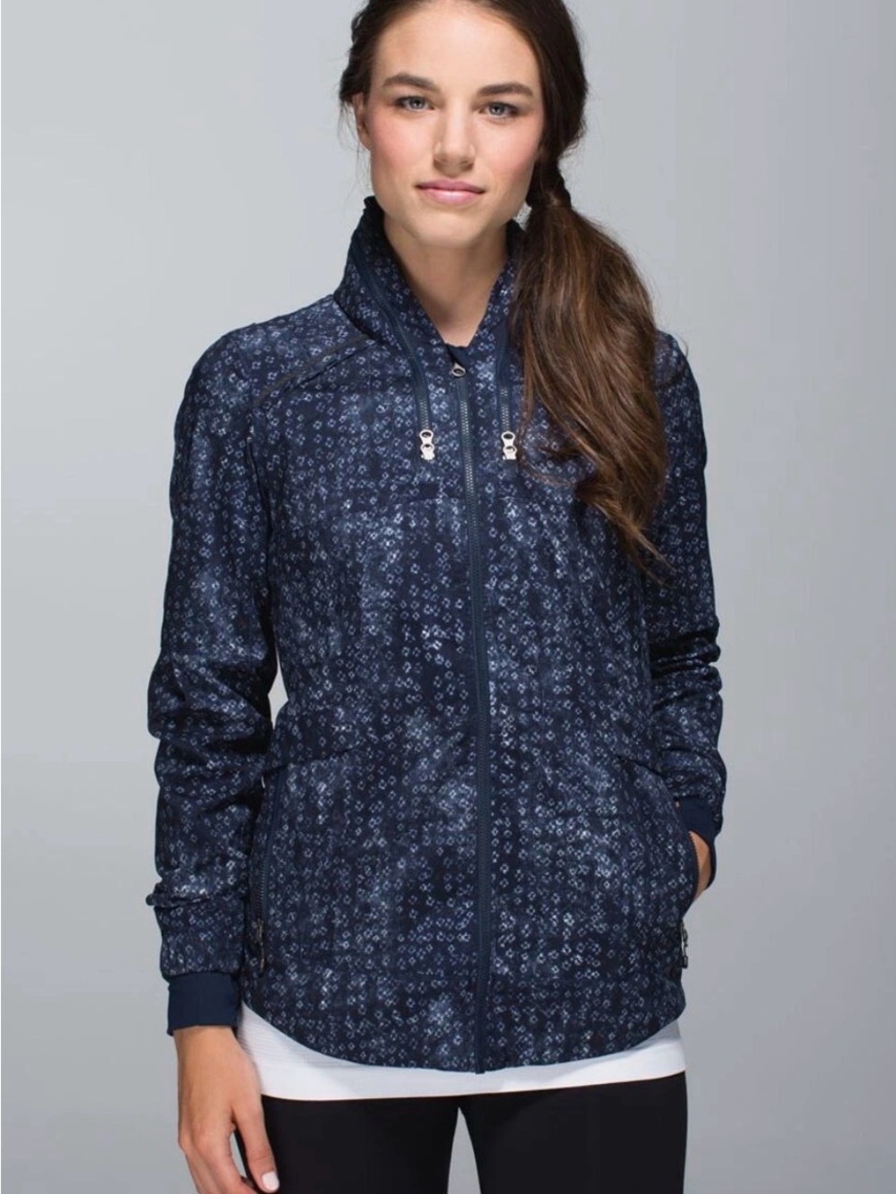 Lululemon Spring Forward Jacket - Kanoko Twist Inkwell Ghost / Inkwell - Sz 6